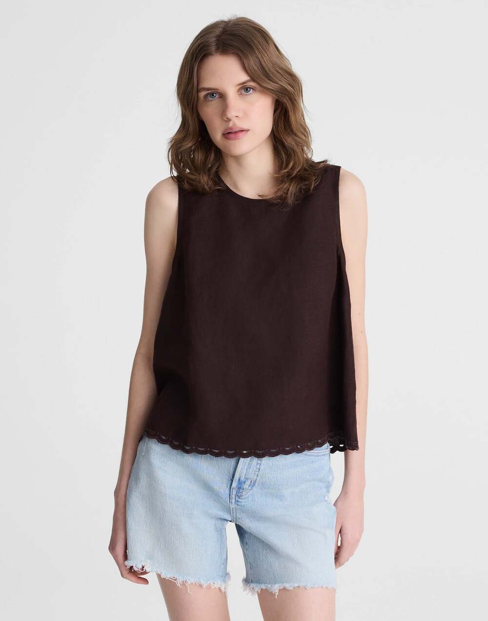 Madewell Cocoa Shell Top Relaxed 100% Linen Minimalist NWT XS